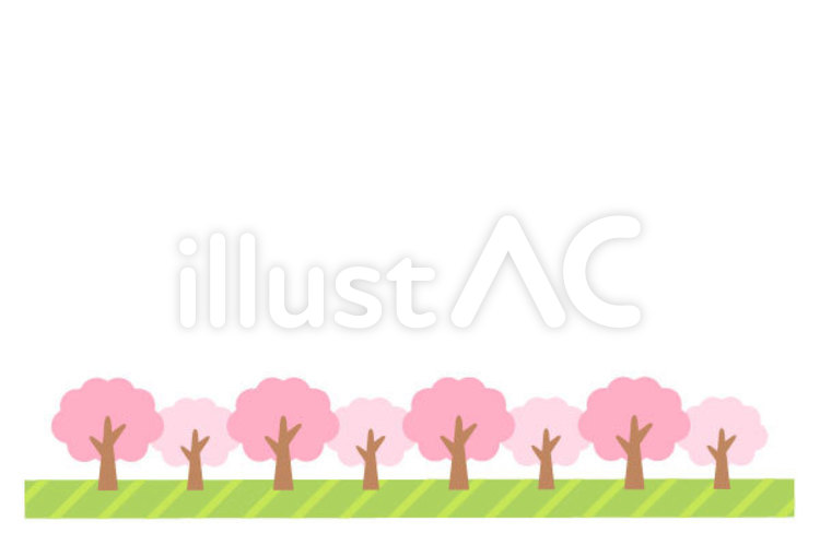 桜並木 フレーム,桜,ピンクのイラスト素材