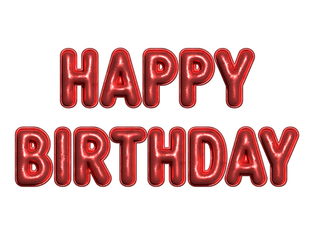 バルーン文字 誕生日 レッド 赤 レッド,赤,happy,birthday,誕生日おめでとう,3d,風船文字,風船,飾り,立体文字のイラスト素材