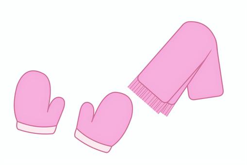 無地の手袋とマフラー(ピンク) 無地の手袋とマフラー(ピンク) 手袋,マフラー,ミトン,防寒具,冬,ファッション,編み物,毛糸,衣類,小物のイラスト素材