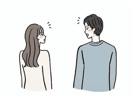 偶然、ばったり出会う男性と女性 カップル,男性,女性,会う,偶然,気付く,気がつく,ばったり,街,不意にのイラスト素材