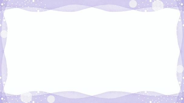 水彩フレーム／波模様と白ドット・パープル 水彩,背景,フレーム,淡い,ナチュラル,ドット,波,横長,壁紙,模様のイラスト素材