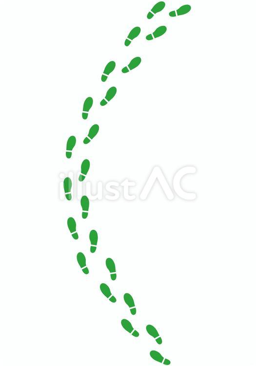 シンプルな足あとの軌跡イラスト曲線緑色 足跡,足あと,人のイラスト素材