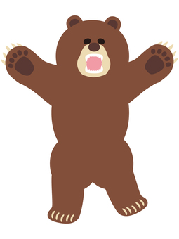 茶色い熊のイラスト素材8 茶色い熊のイラスト素材8 熊,くま,立つ,手,挙げる,危険,危機,警戒,恐怖,驚くのイラスト素材