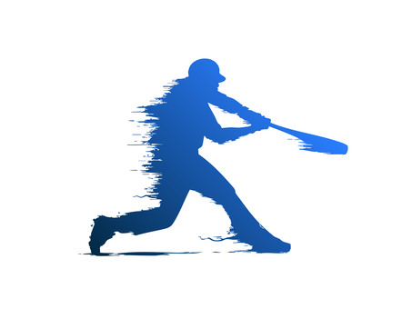 野球のバッティングのシルエットイラスト 野球,バッター,野手,バッティング,打撃,勢い,グラデーション,イメージ,デザイン,ワンポイントのイラスト素材