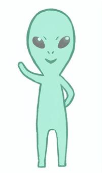 宇宙人（ニコ） 宇宙人,イラスト,ニコ,笑顔,未確認生物,かわいいのイラスト素材