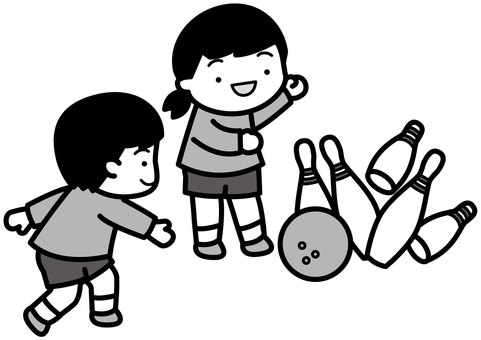 Illustration, боулинг, ребенок, спорт, 