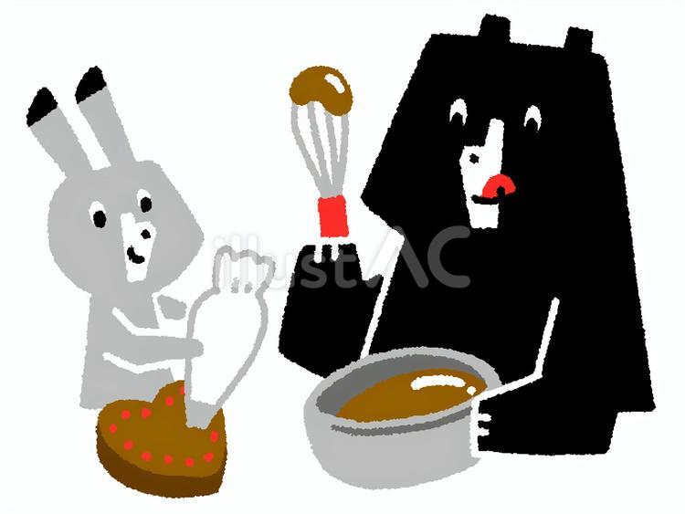クマとウサギ269・バレンタイン・チョコ バレンタイン,チョコレート,手作りのイラスト素材