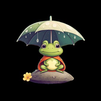 Frog sheltering from the rain, , JPG and PNG