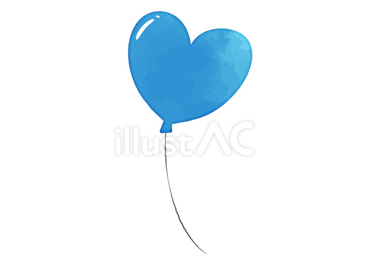 ハート型の風船 単体  青色 風船,バルーン,balloonのイラスト素材