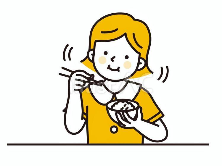ご飯をご飯をよくかんで食べる女の子 女の子,女性,食事のイラスト素材