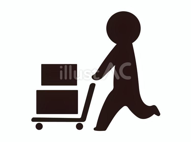 台車で荷物を運ぶ人のピクトグラム ピクトグラム,アイコン,人物のイラスト素材