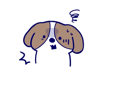 嫌な予感のキャバリア キャバリア,犬,動物,嫌な予感,汗,青ざめる,小型犬,中型犬,保護犬,家庭犬のイラスト素材