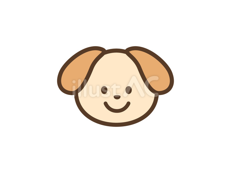 にっこりスマイル顔の犬のイラスト いぬ,動物,生物のイラスト素材