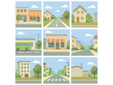 埋め草（街中2） 風景,街中,背景,埋め草,カット図のイラスト素材