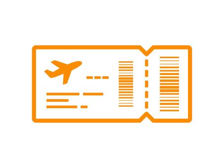 シンプルな航空券アイコン　オレンジ 航空券,搭乗券,チケット,旅行,チェックイン,飛行機,航空,出発,空港,フライトのイラスト素材