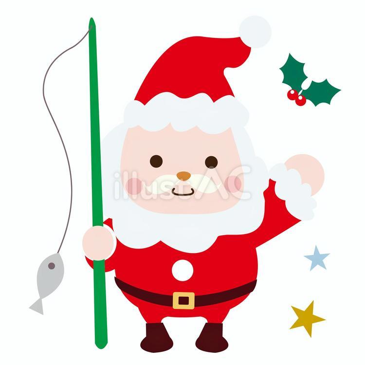 釣竿を持つサンタクロース サンタクロース,クリスマス,釣りのイラスト素材