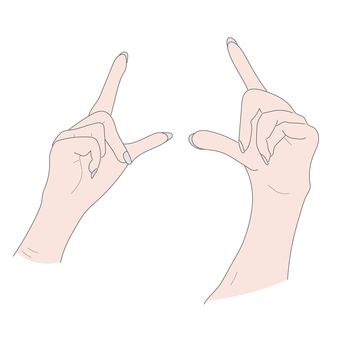 両手でL字のポーズをとる 両手,l字,手,指,ハンドサイン,肌色,イラストのイラスト素材