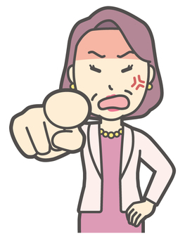  お金持ちマダム-120-バスト 怒る,おばさん,中年,女性,富裕層,マダム,裕福,お金持ち,ミセス,おばちゃんのイラスト素材