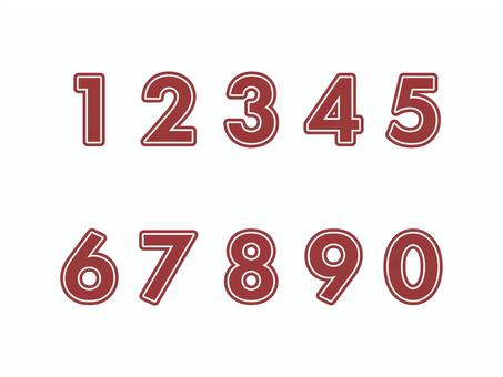 数字（白ライン）01-02 数字,ナンバー,番号,赤,縁,セット,アイコンのイラスト素材