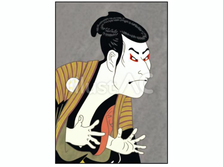 歌舞伎役者の浮世絵 歌舞伎役者の浮世絵 浮世絵,歌舞伎,役者のイラスト素材