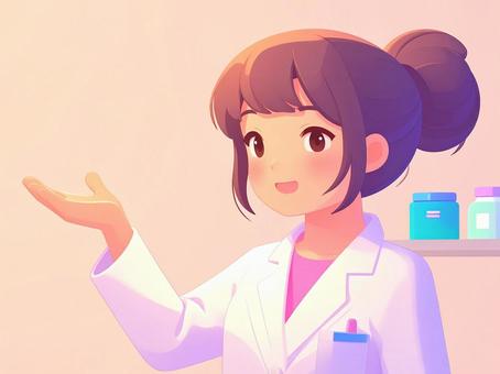 説明をする薬剤師の女性のイラスト