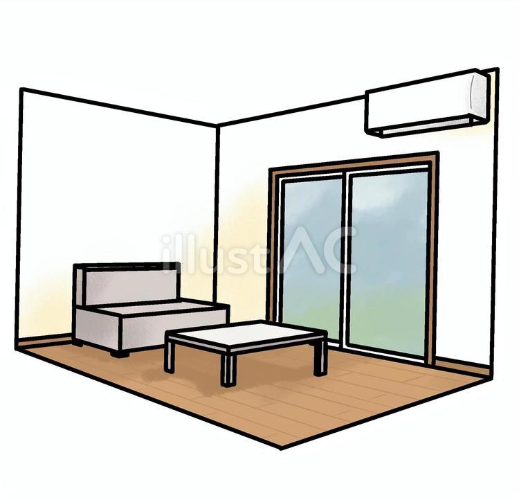 エアコンのある部屋 室内,リビング,家具のイラスト素材