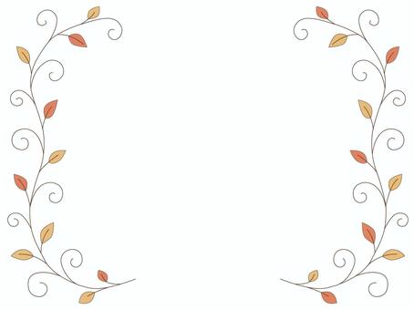 ツル草のくるくる線画フレーム（紅葉色） ツル草,葉っぱ,枝,線画,シンプル,手描き風,ナチュラル,枠,縁飾り,メッセージカードのイラスト素材