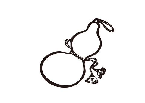 瓢箪　房ひも付き 瓢箪,ひょうたん,瓜,ベクター,筆,黒,黒色,線,線画,紐のイラスト素材