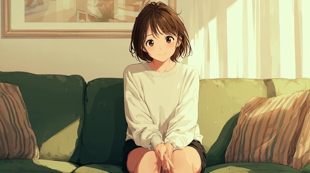 ソファに座る女の子