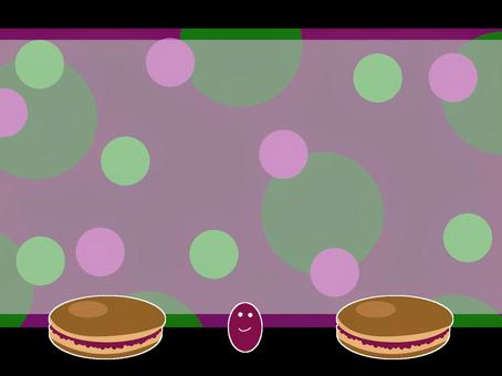 どら焼きのフレーム どら焼き,食べ物,和菓子,オヤツ,あんこ,フレーム,水玉のイラスト素材