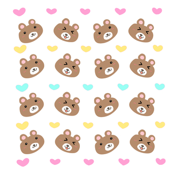 くま柄　ハート柄 ファンシー,くま,ハート,柄,模様,パターン,かわいい,ポップ,笑顔,テクスチャのイラスト素材