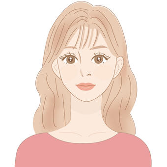 女性表情 女性,若い,ナチュラルメイク,ロングヘア,ピンク服,華奢,透明感,淡色,清楚,笑顔のイラスト素材