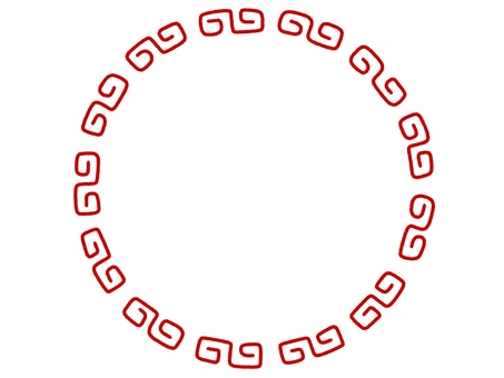 手描きの中華雷紋の丸フレーム フレーム,雷紋,丸のイラスト素材