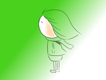 マフラー　おかっぱ おかっぱ,女の子,素朴,子ども,マフラー,立つのイラスト素材