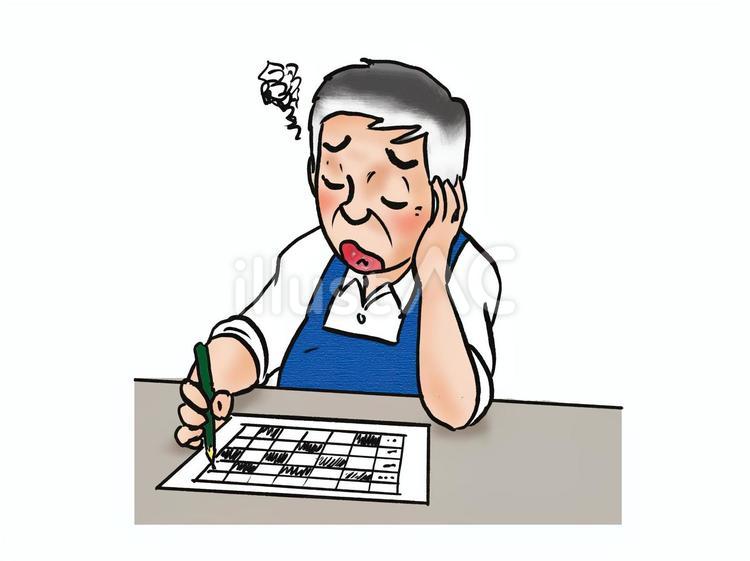 シフト作成で悩む店長 人物,大人,男性のイラスト素材
