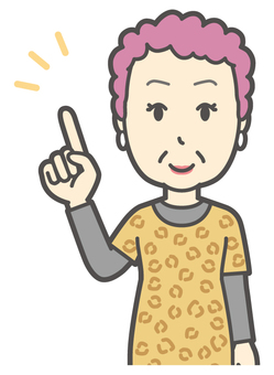  大阪のおばちゃん-126-バスト 指差し,笑顔,おばちゃん,大阪,ヒョウ柄,おばはん,中年,女性,関西,派手のイラスト素材