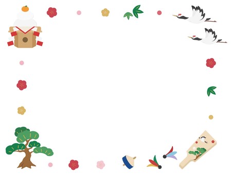 お正月のモチーフフレーム お正月,正月,フレーム,枠,タイトル,見出し,飾り,飾り枠,四角,長方形のイラスト素材