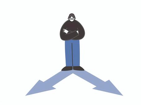 Illustration, a parting road, choice, male, 