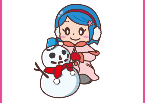 Snowman and girl, woman, children, snowman, JPG and AI