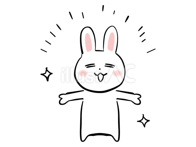 両手を広げて喜ぶうさぎ ポジティブ,幸せ,うさぎのイラスト素材