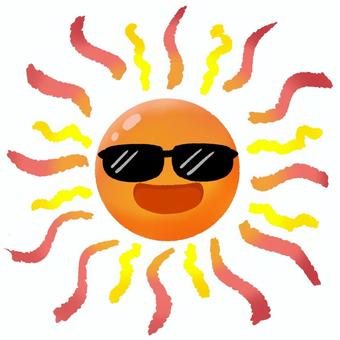 サングラスをかけた猛暑の太陽 猛暑,太陽,暑い,燃える,夏,真夏,危険,赤い,灼熱,メラメラのイラスト素材