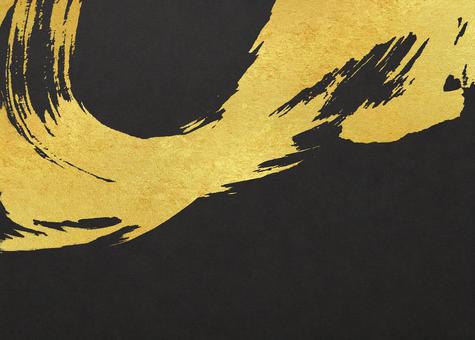 金色の毛筆アートと黒色の和紙 背景,和風,毛筆,黒色,黒地,和紙,金箔,紙,金色,アートのイラスト素材