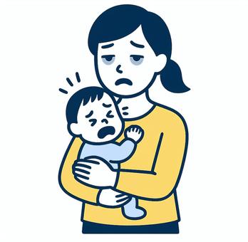 子育てシリーズ　夜泣きで寝不足のママ