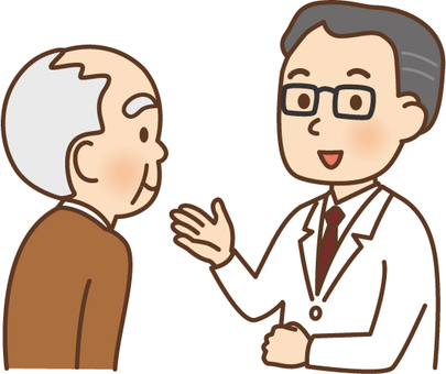 Explanation from the doctor to the elderly, description, pharmacist, a doctor, JPG, PNG and AI