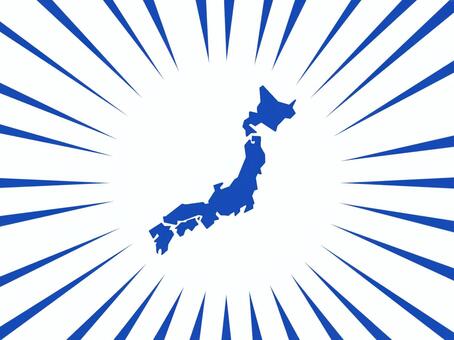 集中線と日本列島（日本地図）（青） 日本,日本列島,日本地図,国土,地図,集中,集中線,効果線,注目,シンプルのイラスト素材