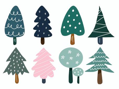 北欧テイストの木セット 北欧テイストの木セット 冬,雪,雪景色,ツリー,森,木,植物,自然,北欧,シンプルのイラスト素材