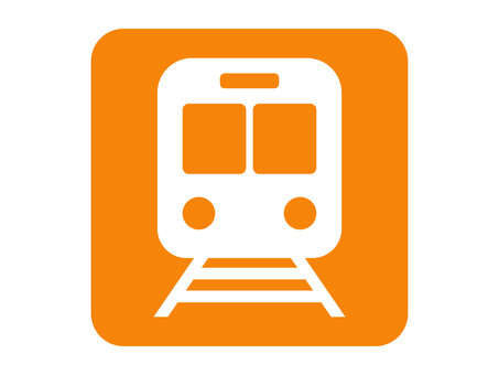 四角入り電車のピクトグラム（オレンジ） 電車,アイコン,駅,鉄道,線路,乗り物,公共交通機関,私鉄,地下鉄,施設のイラスト素材