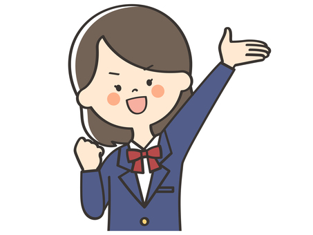 元気いっぱいな女子学生 やる気,頑張る,元気,向上心,ファイト,呼ぶ,声かけ,集客,応援,声援のイラスト素材