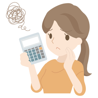 Anxious woman with a calculator, JPG, PNG and AI Anxious woman with a calculator, estimate, accounting, female, JPG, PNG and AI