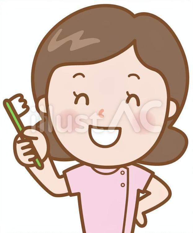 病院スタッフ女性：はみがき指導2 はみがき指導,歯ブラシ,病院スタッフのイラスト素材